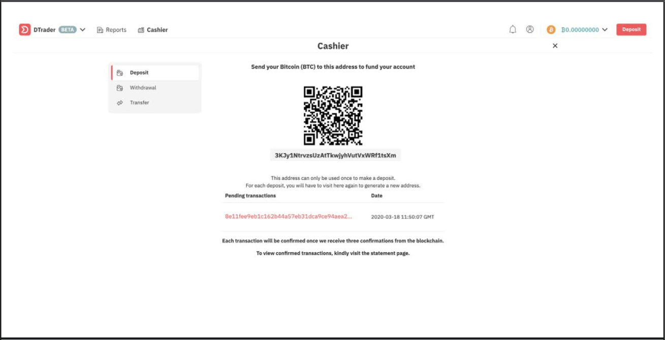 Kuidas hoiustada raha Deriv-sse