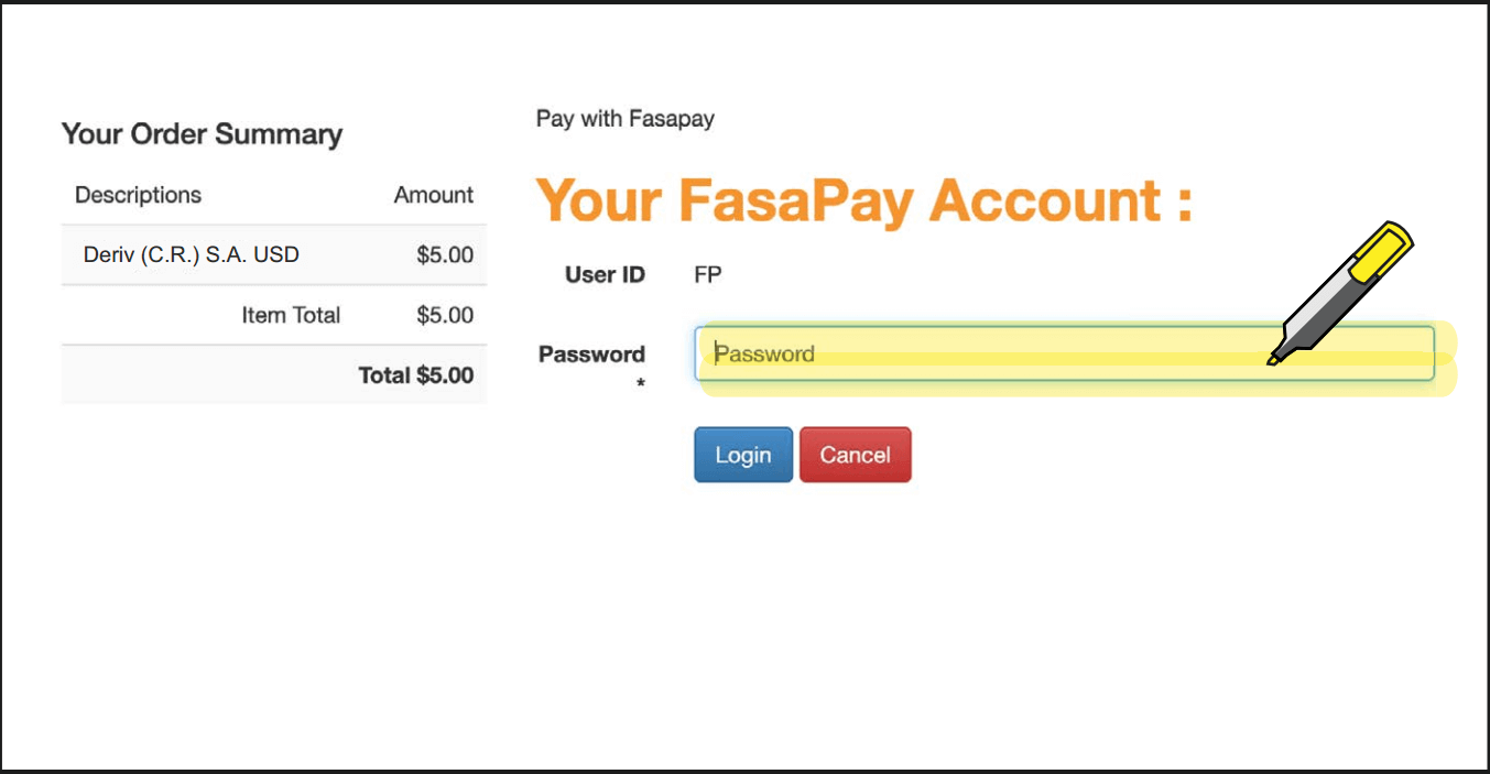 Sådan logger du ind og indbetaler penge i Deriv