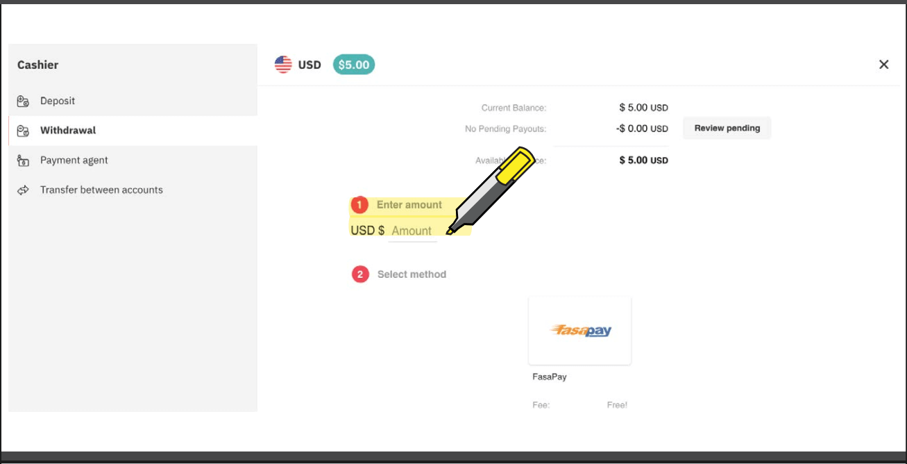Me pehea te tango moni mai i a Deriv