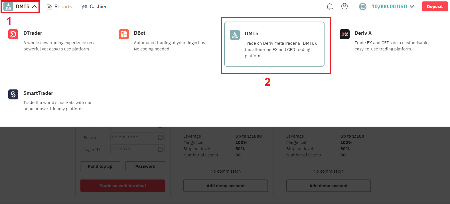 Negocie Forex e CFDs no Deriv MT5: Plataforma, Pedidos, Risco